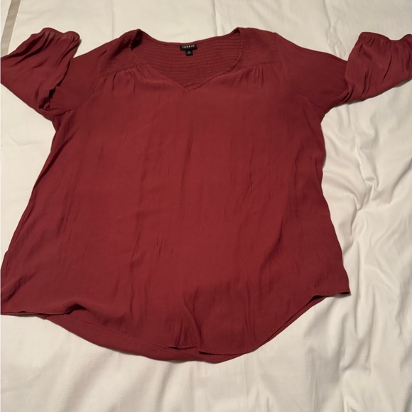 Torrid Rust-Red V-Neck Peasant Tunic size 1 - Picture 2 of 7